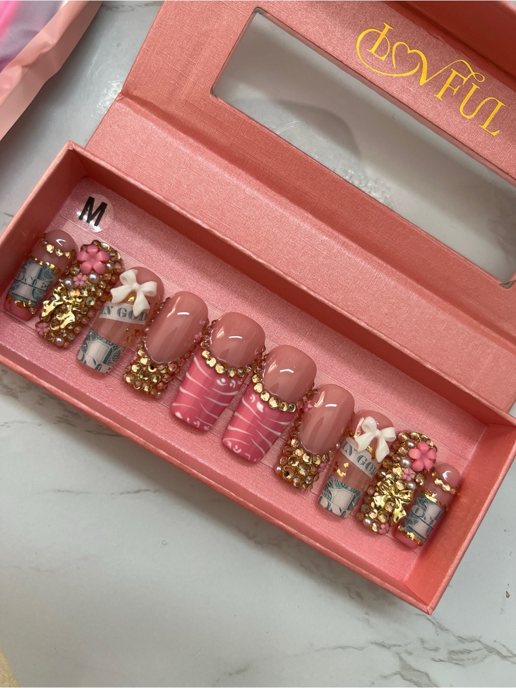 Brand New Pink Payday Press On Nails
